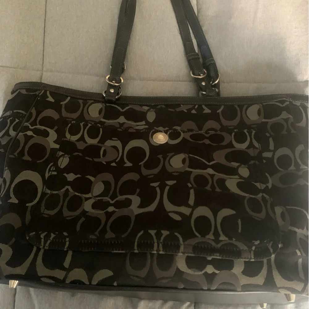 Coach Black & Gray diaper bag